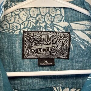 Brooklyn Cloth Pineapple Shirt Mens XL Blue Tropical Hawaiian Button Up